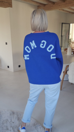 DOGMOM fleece sweatshirt royal blue soft blue