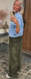 RINA soft velvet wide leg jogger pants khaki