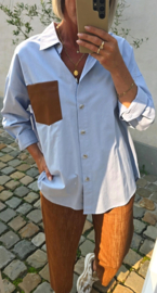 MADISON oversized cotton shirt soft blue