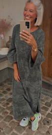 MANDU soft velvet maxi dress khaki