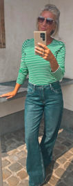 ESTEE striped cotton longsleeve green / white