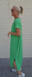 DIDI maxi terry T-shirt dress green v-neck