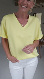 BRIA short-sleeved v-neck sweatshirt fresh yellow