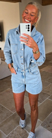 CECILIA jeans playsuit soft blue