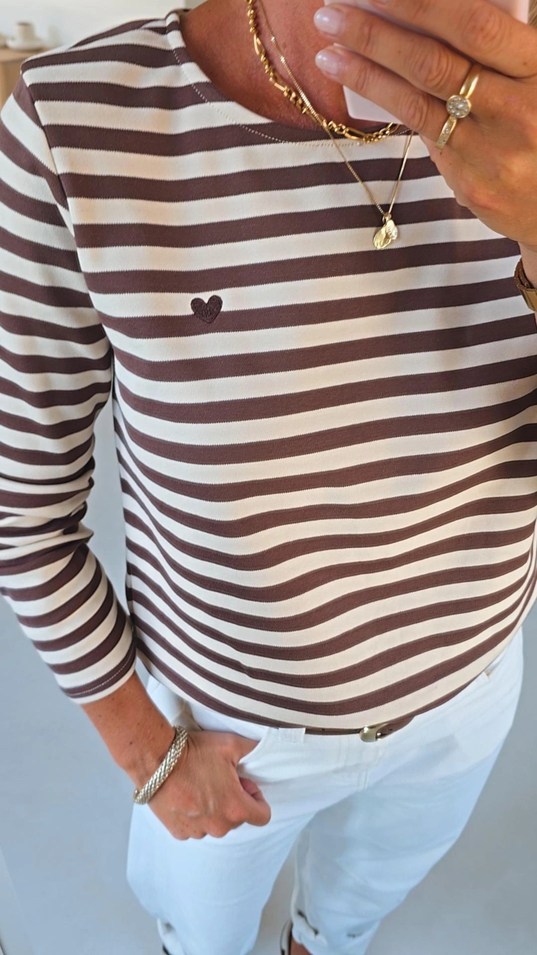 HEART striped longsleeve chocolat