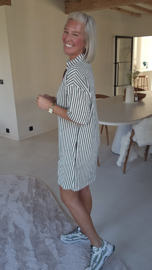 TESS striped sponge dress khaki