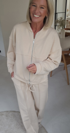 JUNA jogger sweat cardigan beige