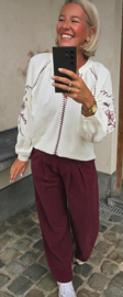 BIRTHE tetra blouse off-white / burgundy