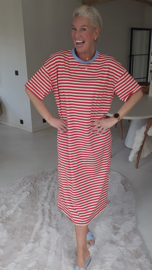 MIAMI striped maxi T-shirt dress red