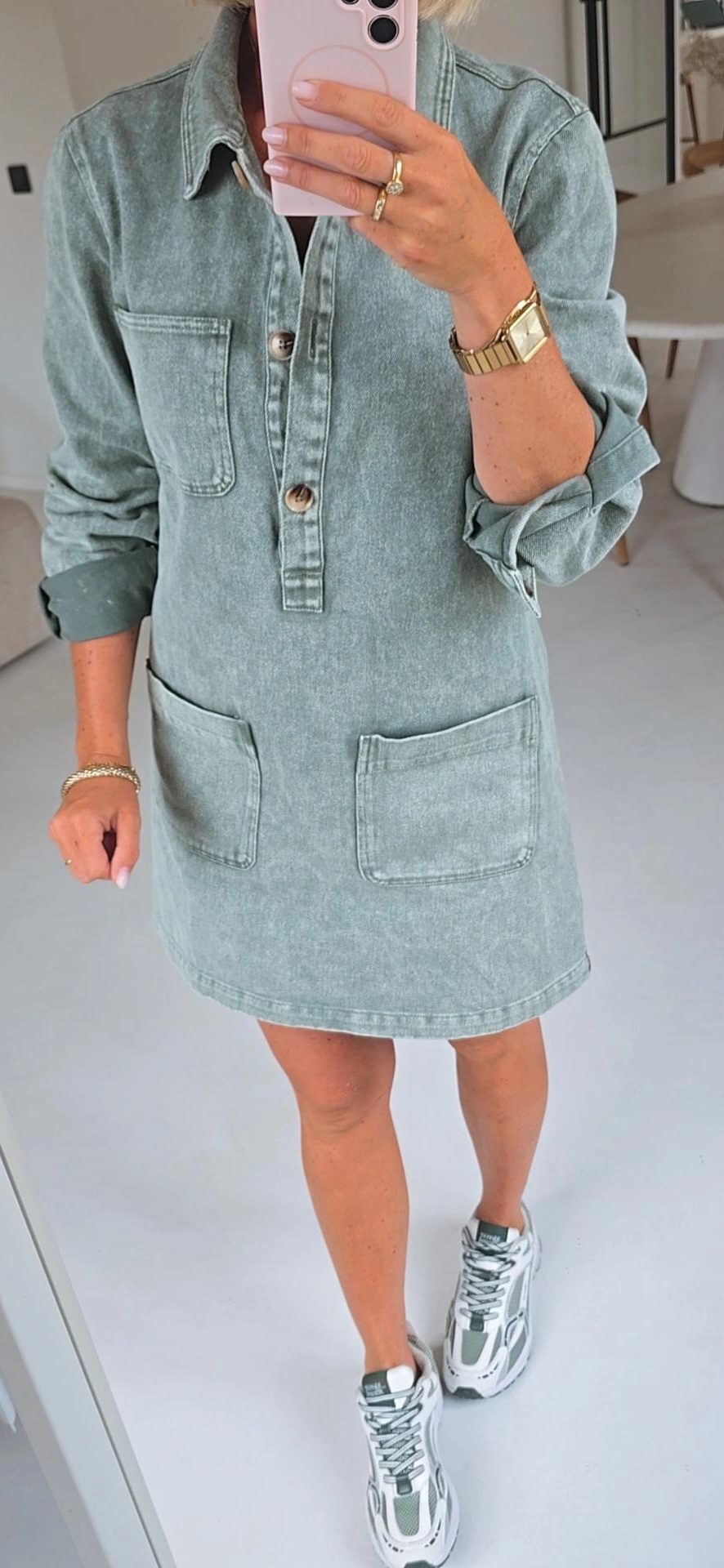 THE PERFECT jeans dress washed khaki
