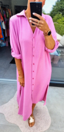 RHEA maxi shirt dress candy pink