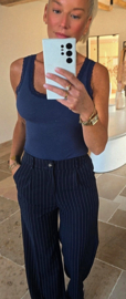 STEF striped wide leg pants navy