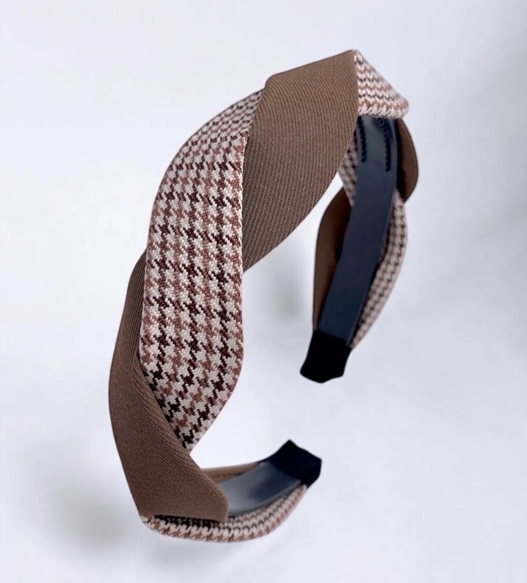 HAILY twisted houndstooth headband camel