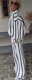 LUCIA striped cotton jogger pants white black