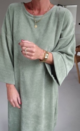MANDU soft velvet maxi dress olive