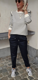 JULIA striped frill knit beige / black