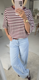 AYLIN oversized striped T-shirt burgundy
