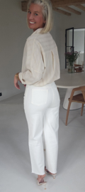 MONA wide leg jeans broderie white