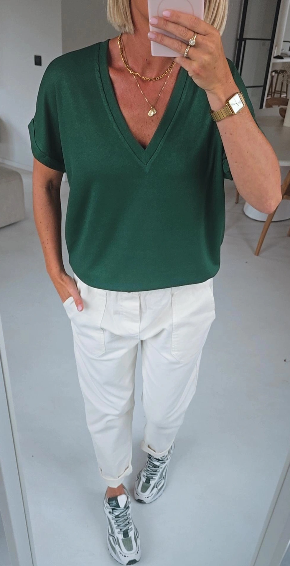 INA viscose tee forest green
