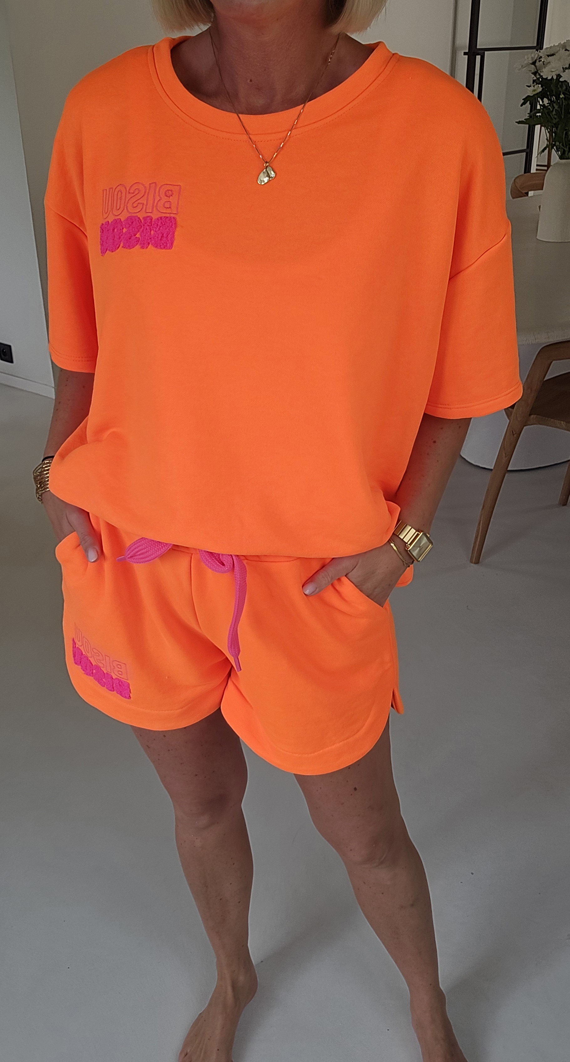 BISOUS sweatshirt set neon orange