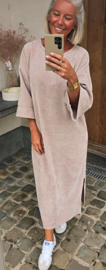 MANDU soft velvet maxi dress beige