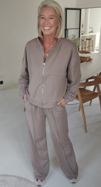 JUNA jogger sweat cardigan taupe