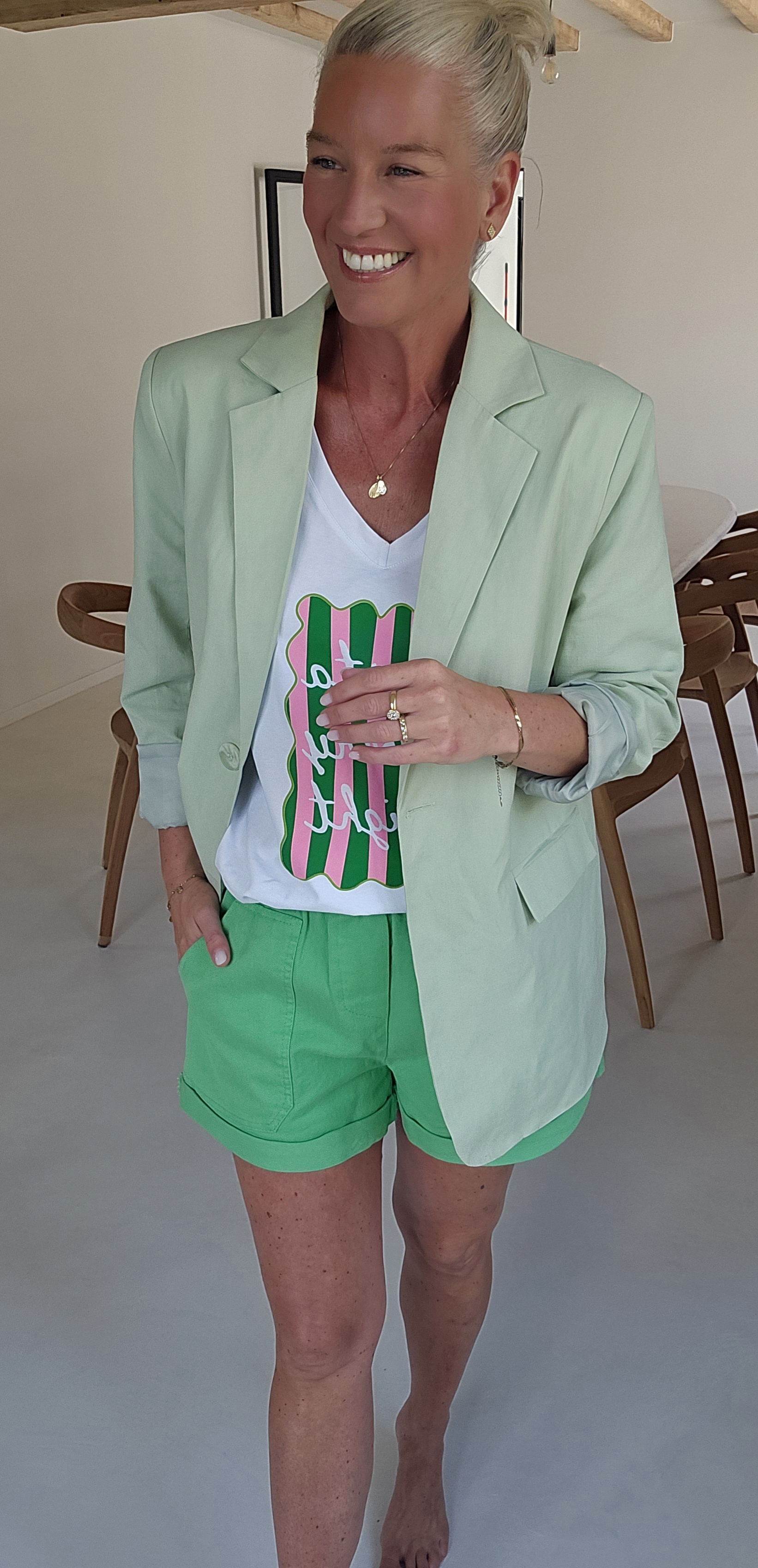 MILA linen cotton blazer soft mint