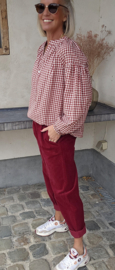 CARIE checkered blouse burgundy