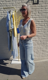 MOON AND STARS crochet cardigan blue