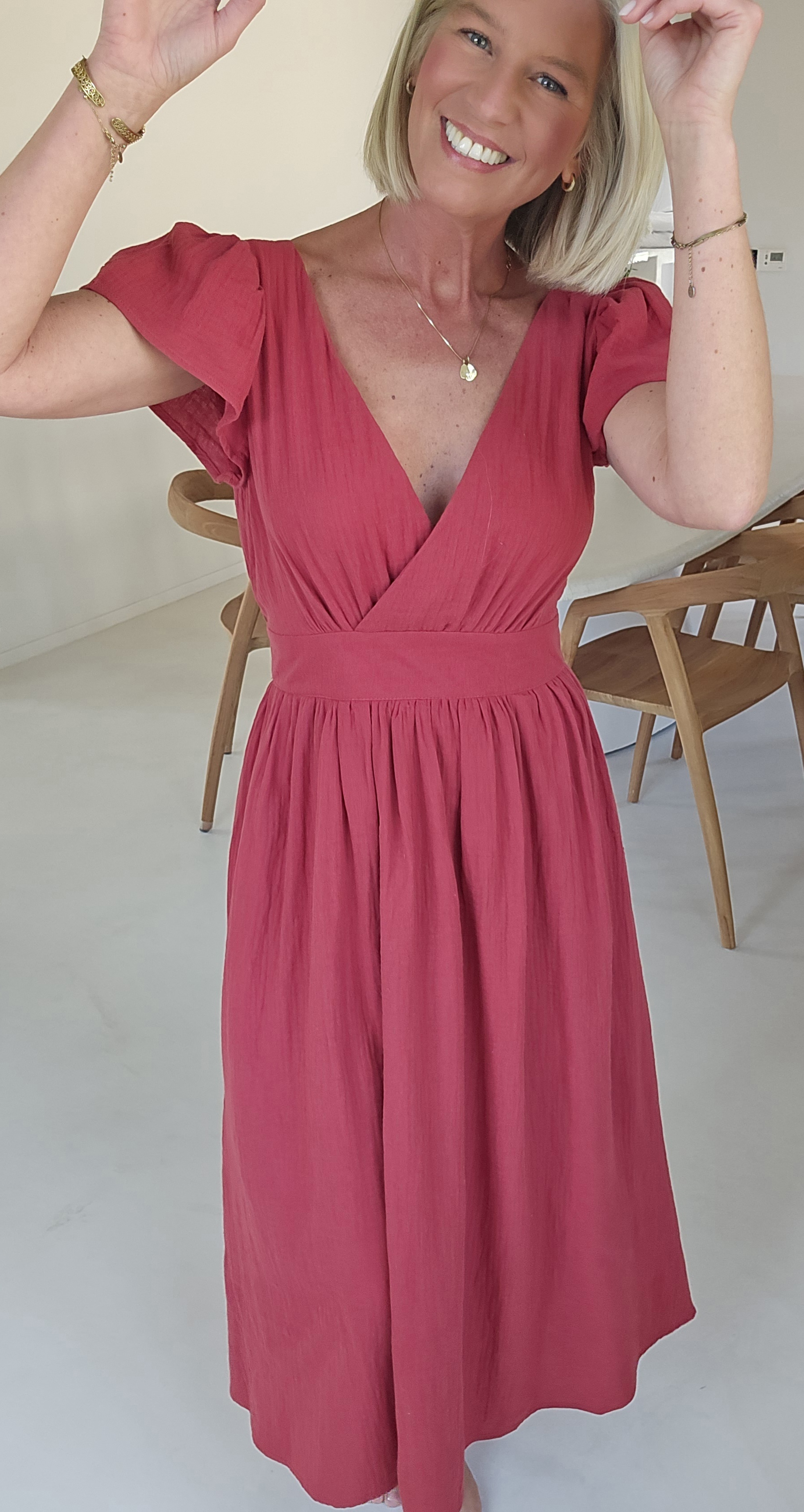 SAMANTE maxi tetra dress brick