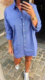JANI striped oversized cotton shirt blue