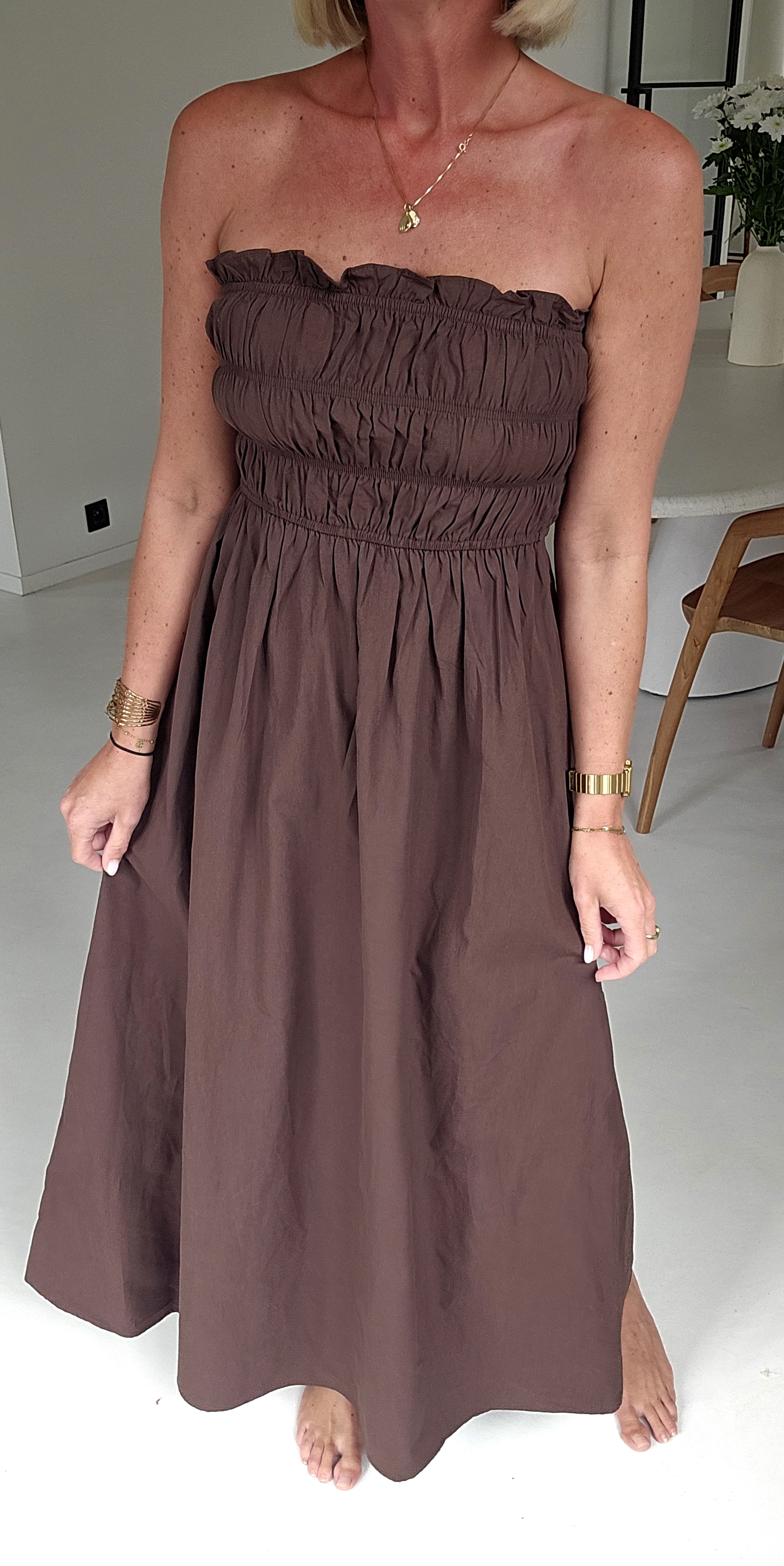 BENTHE bustier dress chocolate