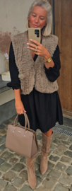 MISHA sleeveless faux fur jacket taupe