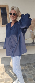 VINIE oversized cotton blouse navy