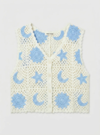 MOON AND STARS crochet cardigan blue