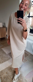 IVI striped cotton dress camel