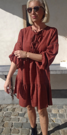 ESMEE checkered cotton dress dark terra