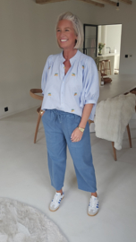 CALM CURRENT relaxed carrot pants blue