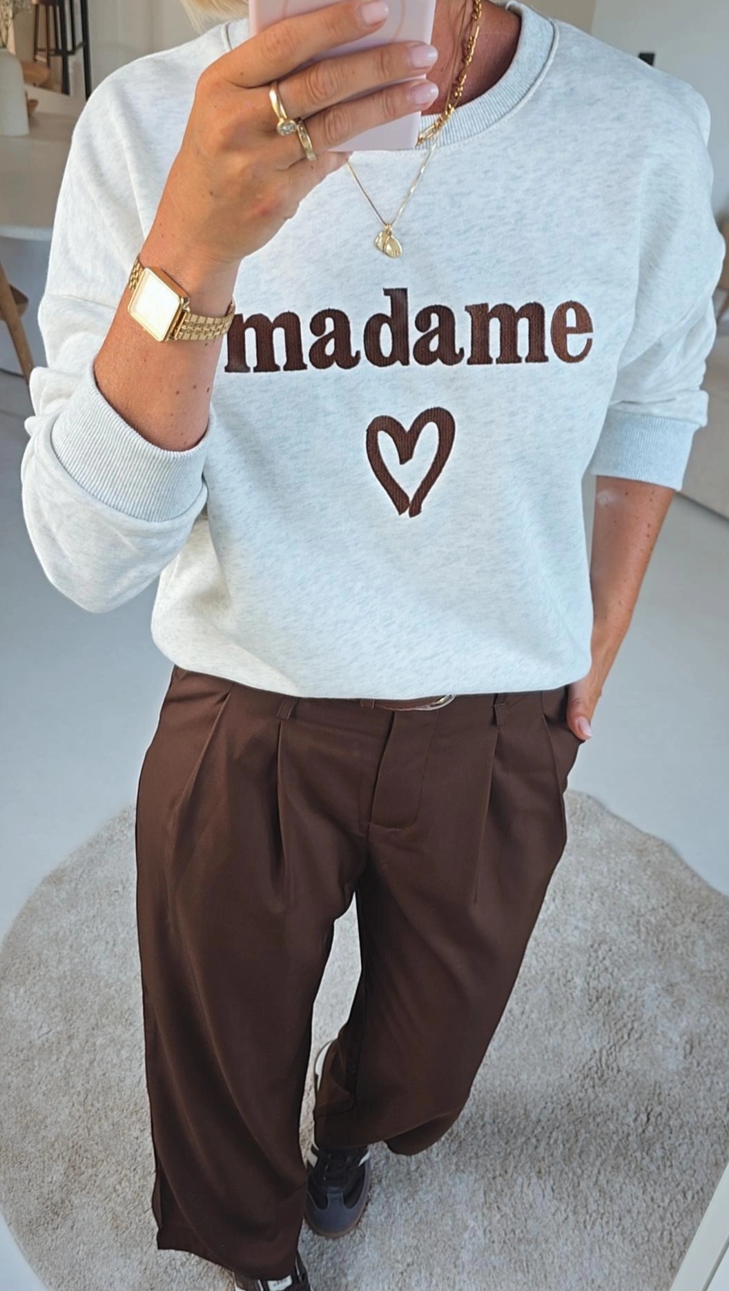 MADAME cotton sweatshirt mêlee beige