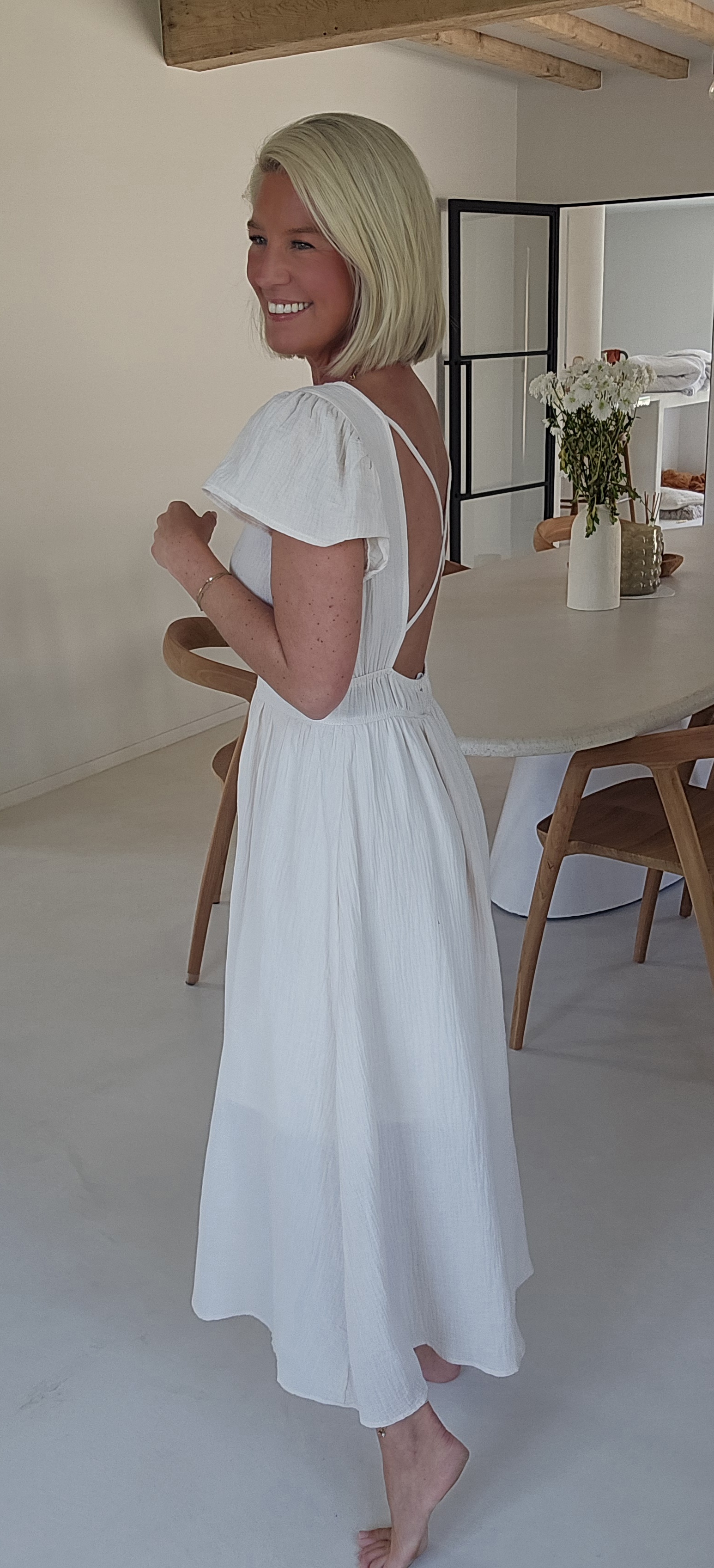 SAMANTE maxi tetra dress ecru