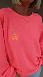 HAPPY LIFE sweatshirt neon pink (with key ring)