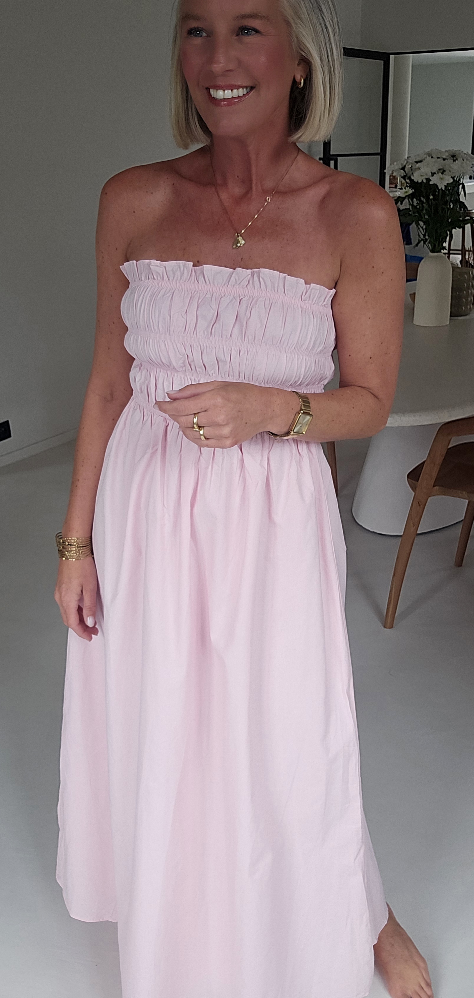 BENTHE bustier dress soft pink
