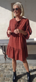 ESMEE checkered cotton dress dark terra