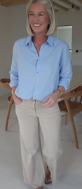 ALIA cotton shirt blue golden buttons