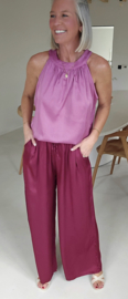 SALLI satin loose pants burgundy