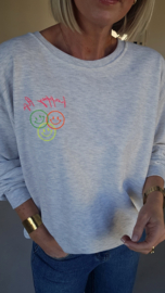 HAPPY LIFE sweatshirt mêlee grey (with key ring)