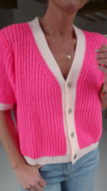 BESS short-sleeved cardigan neon fuschia