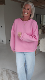 DOGMOM fleece sweatshirt pink white