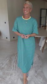 MIAMI striped maxi T-shirt dress green blue