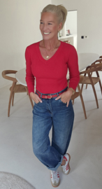 MILIA v-neck basic knit red
